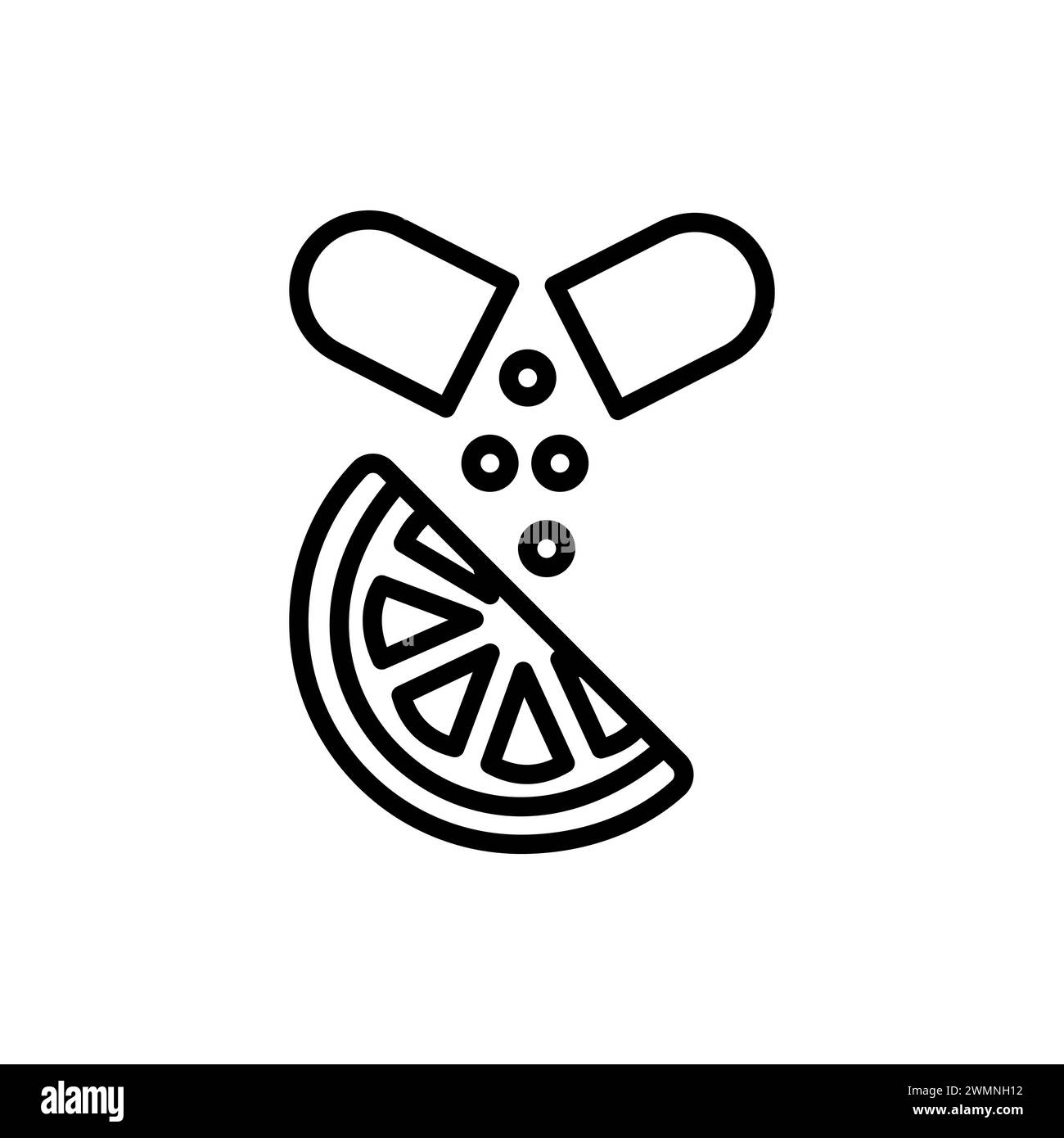 Icona vitamine, illustrazione lineare isolata, vettore di linea sottile, segno di disegno di fotoricettore, simbolo di concetto di contorno con tratto modificabile su sfondo bianco. Illustrazione Vettoriale