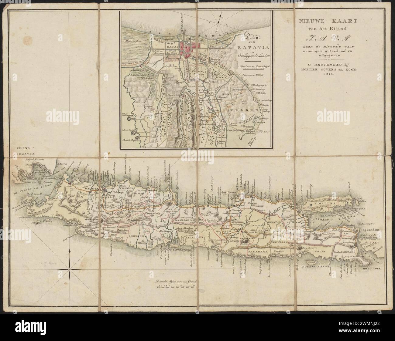Mappa dell'isola di Giava 1815 di Mortier Covens and Son Foto Stock