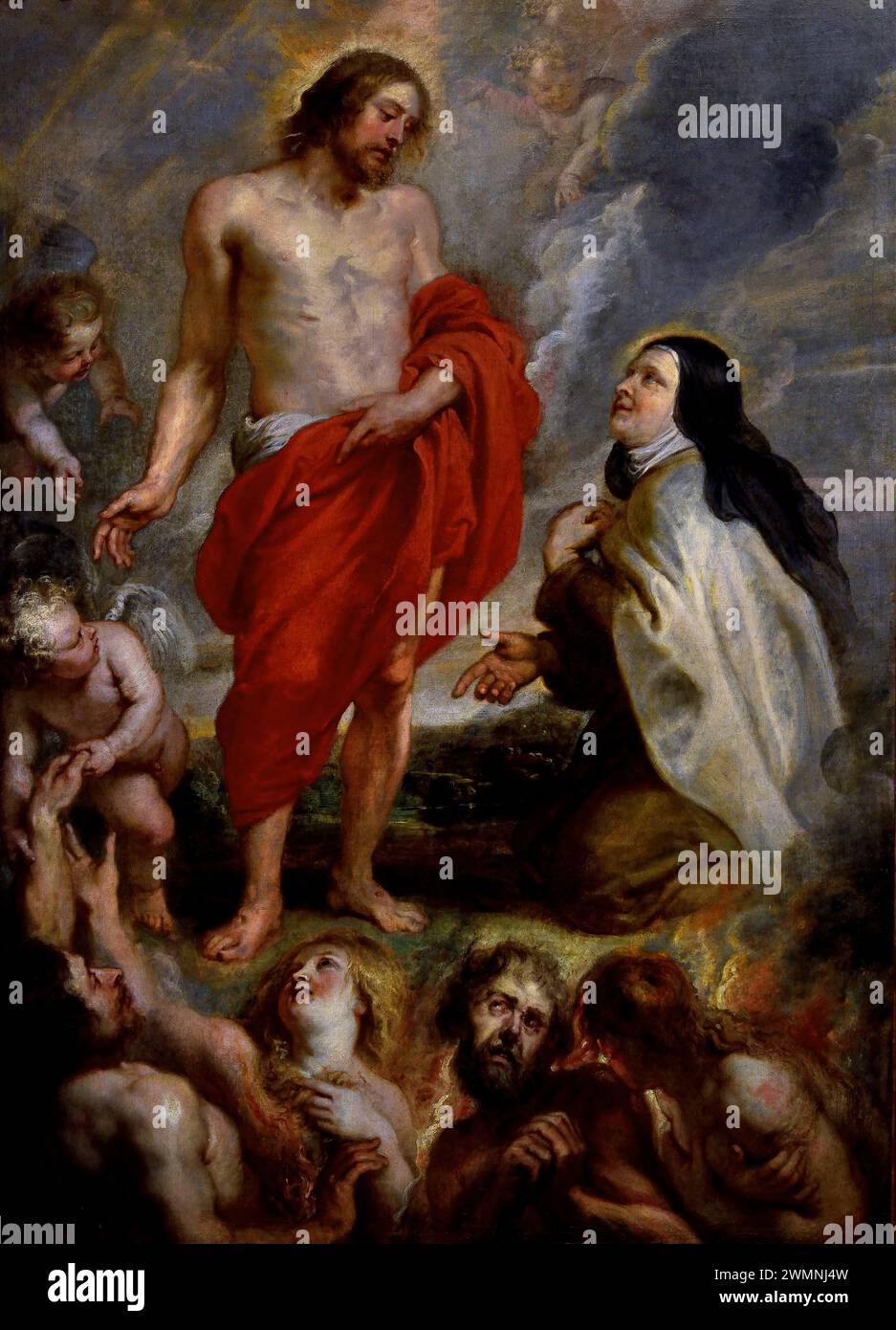 Santa Teresa di Ávila intercede per Bernardino de Mendoza nel Purgatorio, 1630-1635 di Pietro Paolo Rubens.(1577-1640). Artista e diplomatico fiammingo, fiammingo, barocco , Museo reale di Belle Arti, Anversa, Belgio, Belgio Foto Stock