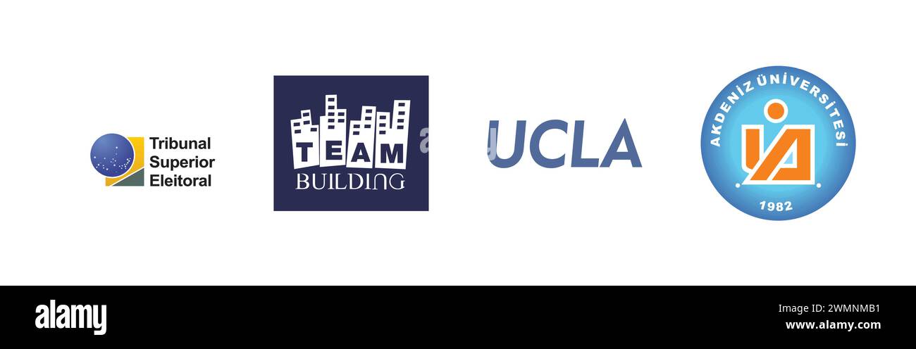 Akdeniz Universitesi, team building , Tribunal Superior Eleitoral - TSE, UCLA. Collezione di logo del marchio più popolare. Illustrazione Vettoriale