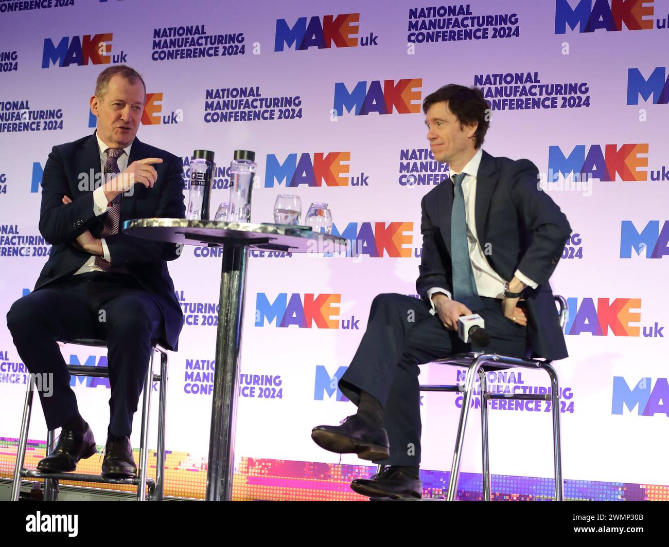 Londra, Regno Unito. 27 febbraio 2024. Alastair Campbell e Rory Stewart OBE si sono rivolti alla Make UK National Manufacturing Conference 2024. Crediti: Uwe Deffner/Alamy Live News Foto Stock
