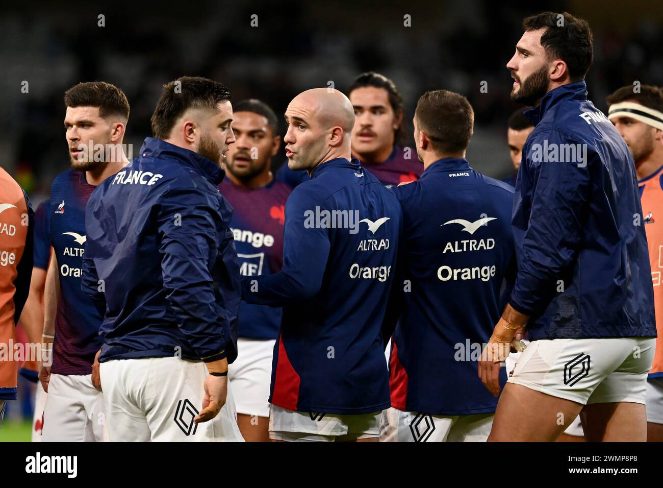 Lille, Francia. 25 febbraio 2024. © Julien Mattia/le Pictorium/MAXPPP - Lille 25/02/2024 Julien Mattia/le Pictorium - 25/02/2024 - Francia/Nord (dipartimento)/Lille - Maxime Lucu lors du tournoi des 6 Nations 2024 entre le XV de France et l'Italie au Stade Pierre Maurroy, (Lille), le 25 Fevrier 2024 - Valeurs ACtuelles Out, JDD Out, No JDD, JDD, No JDD, RUSSIA OUT, NO RUSSIA #norussia/25/02/2024 - Francia/Nord (regione)/Lille - Maxime Lucu durante il torneo 6 Nations 2024 tra le XV de France e Italia allo Stade Pierre Maurroy, (Lille), 25 febbraio 2024 credito: MAXPPP/Alamy Live News Foto Stock