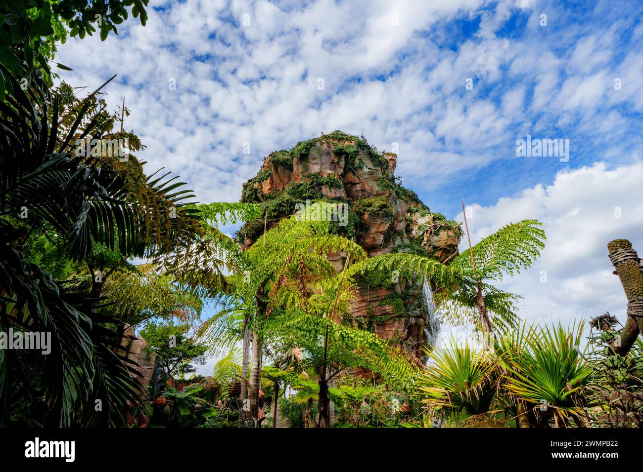 Vista delle montagne galleggianti a Pandora, il mondo di Avatar al Regno degli animali di Disney a Orlando in Florida. Foto Stock