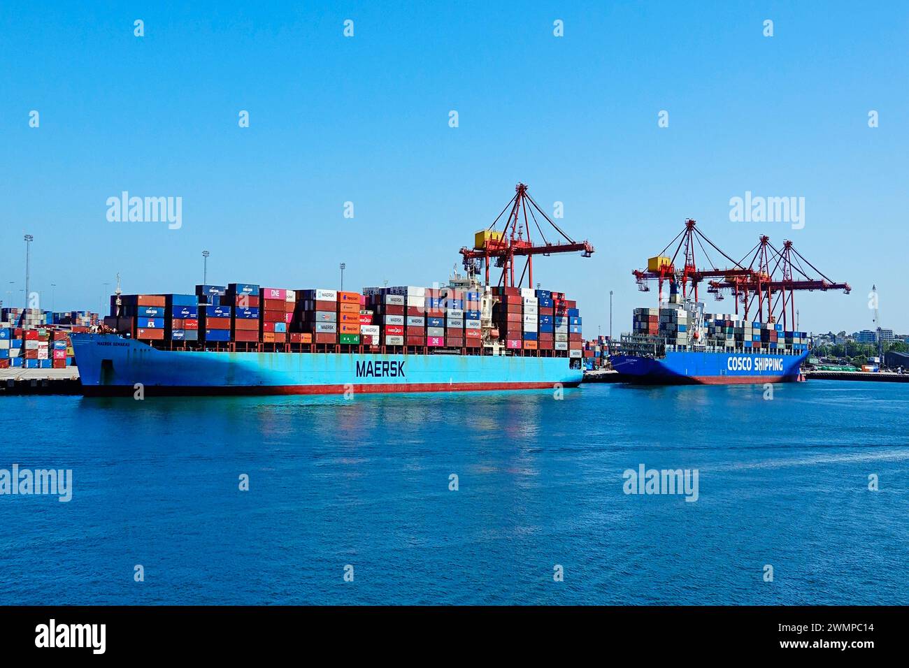 Nave container Fremantle Australia Swan River Western Australia Freo Foto Stock