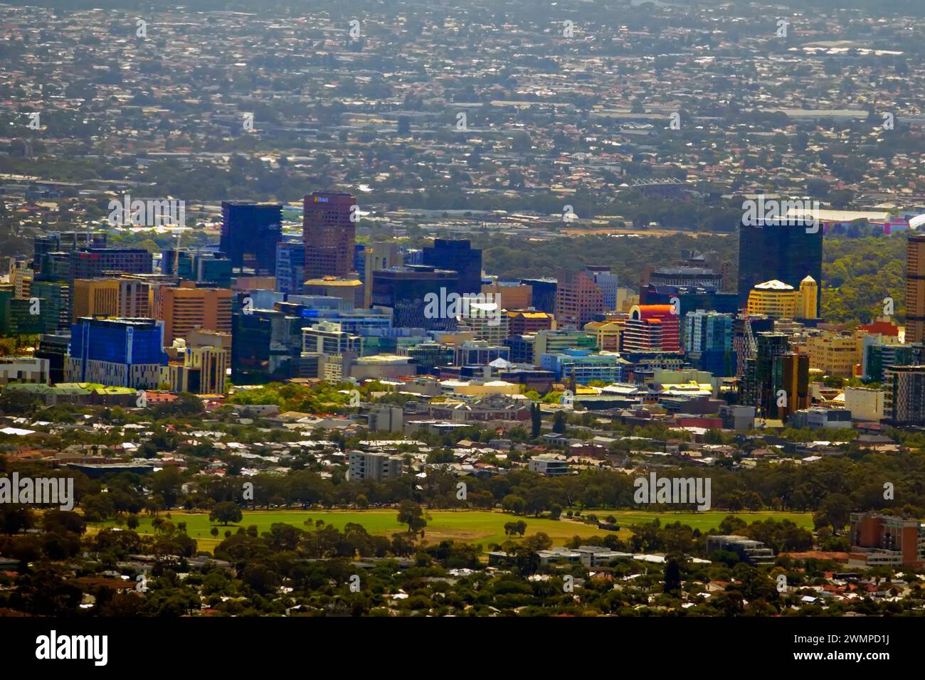 Vista di Adelaide Australia dal Monte Lofty, capitale dell'Australia meridionale Foto Stock