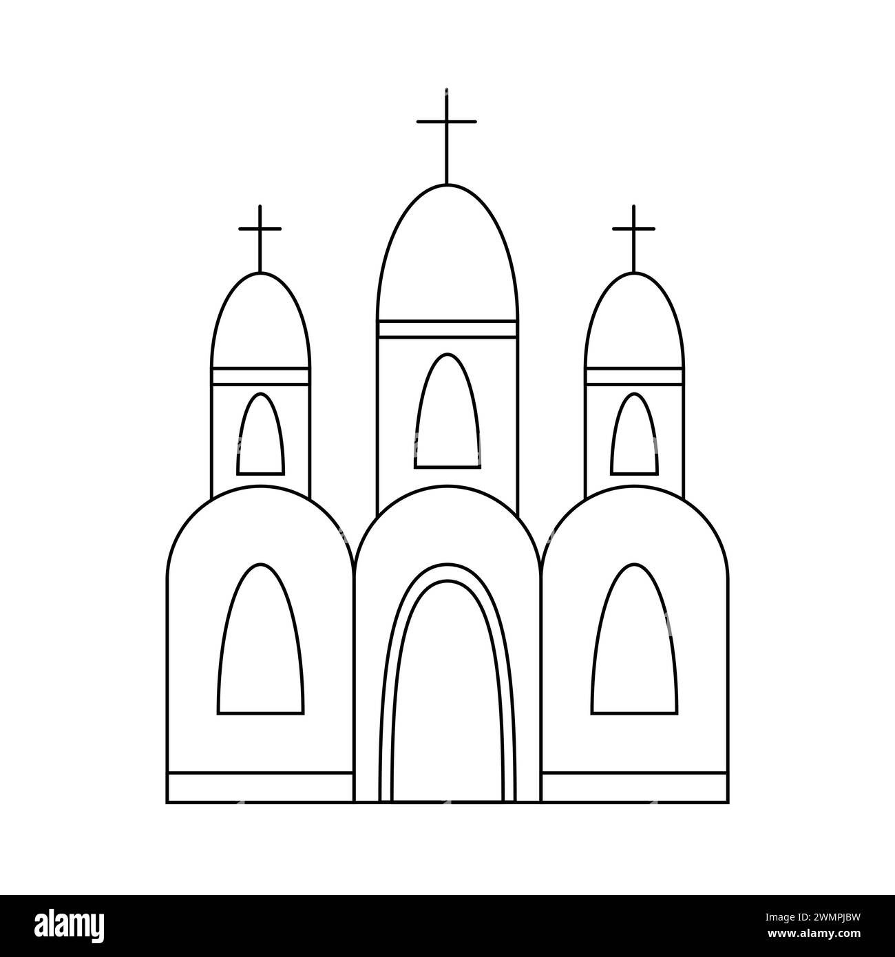 Icona della linea vettoriale del tempio cattolico Illustrazione Vettoriale