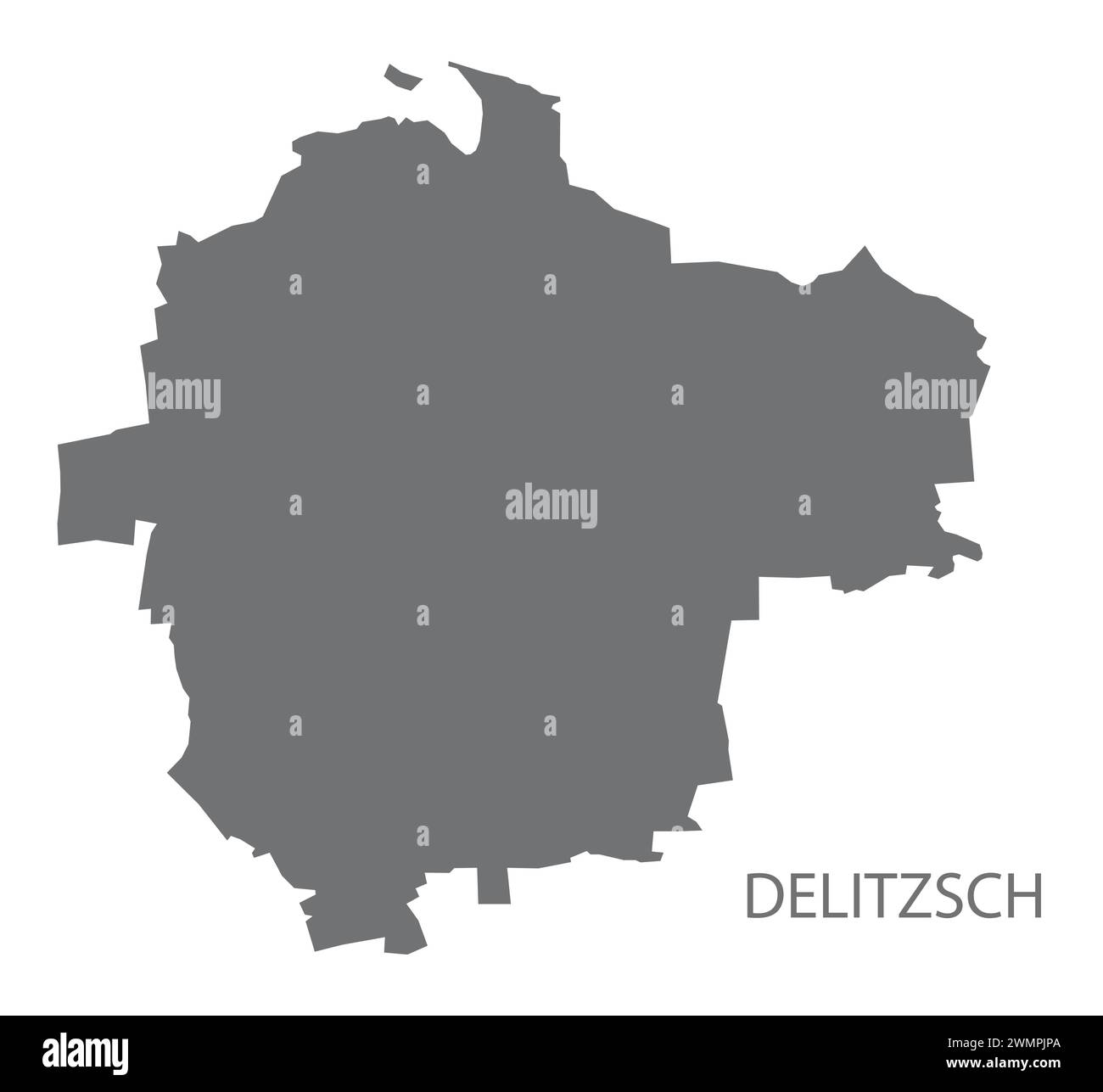 Delitzsch mappa della città tedesca illustrazione grigia forma silhouette Illustrazione Vettoriale