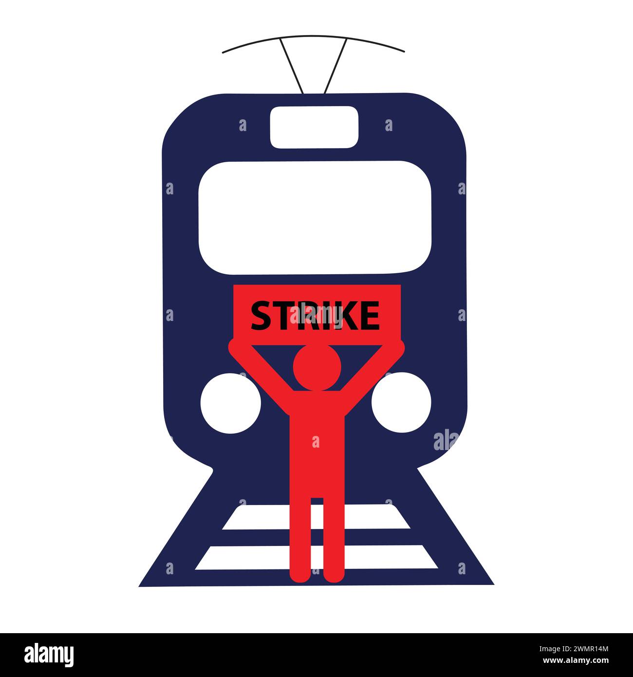 Sagoma rossa di una persona con il messaggio di attacco davanti a un treno Illustrazione Vettoriale