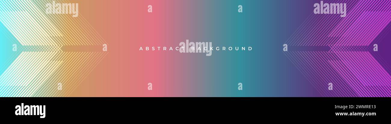 Ampio banner moderno e colorato con linee geometriche e frecce a righe. Illustrazione vettoriale sfondo colorato per banner e copertina Illustrazione Vettoriale