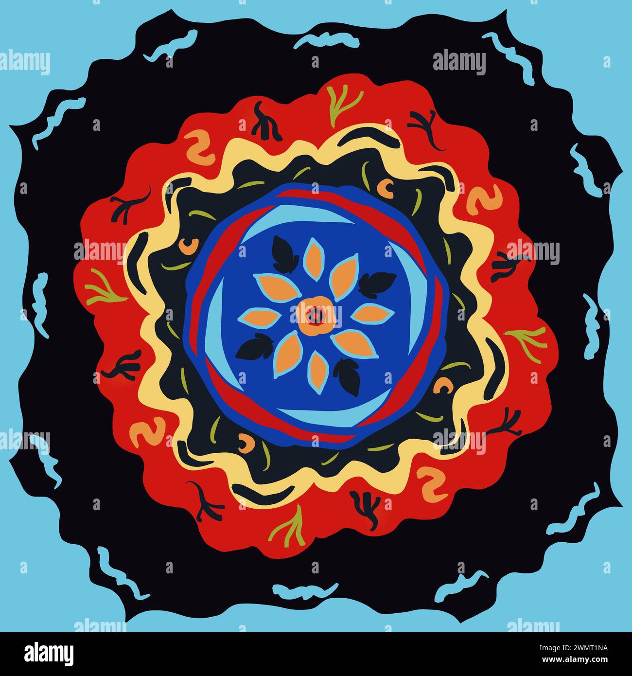 Mandala vettoriale. Ornamento etnico rotondo. Può essere utilizzato per sfondi, riempimenti di motivi, sfondo di pagine Web, texture di superficie. Foto Stock