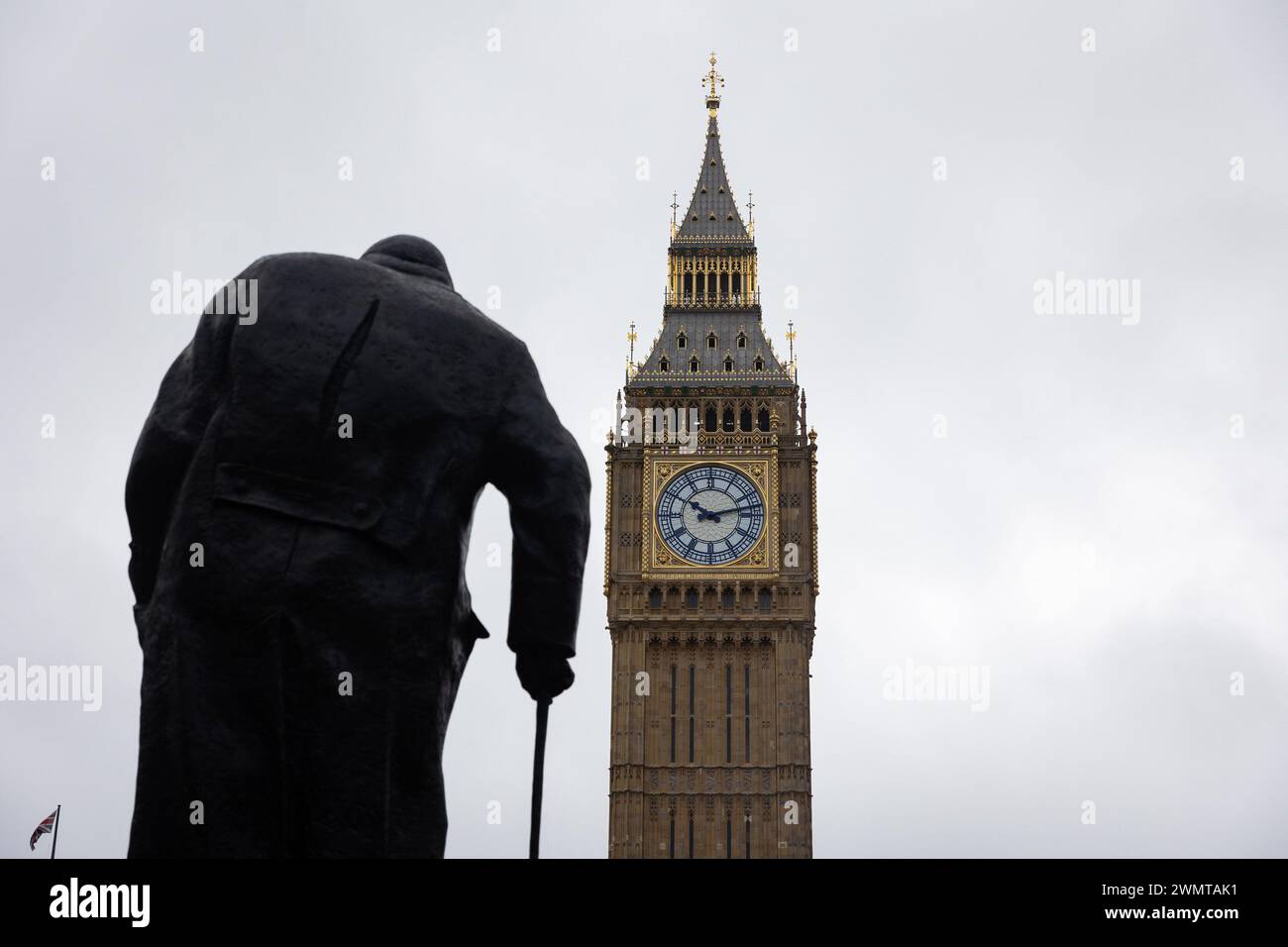 Londra, Regno Unito. 22 febbraio 2024. Vista generale delle camere del Parlamento britannico a Londra. Una mozione di sfiducia nei confronti dell'oratrice della camera dei comuni Lindsay Hoyle è stata ora firmata da oltre 70 deputati dopo aver violato la convenzione per consentire un voto sull'emendamento di Labourís Gaza per il cessate il fuoco. Credito: SOPA Images Limited/Alamy Live News Foto Stock