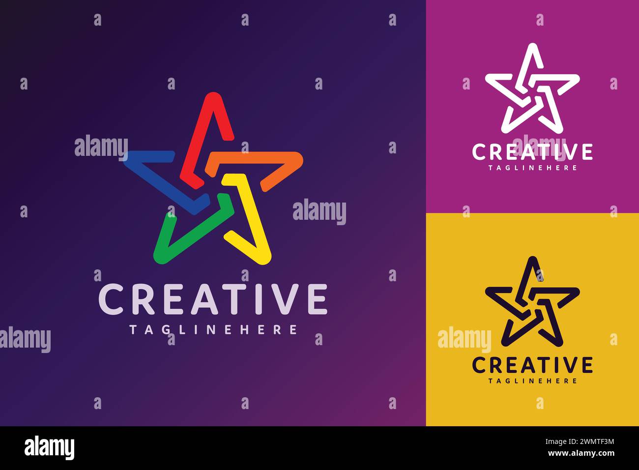Design colorato e creativo con logo STAR Vector Illustrazione Vettoriale