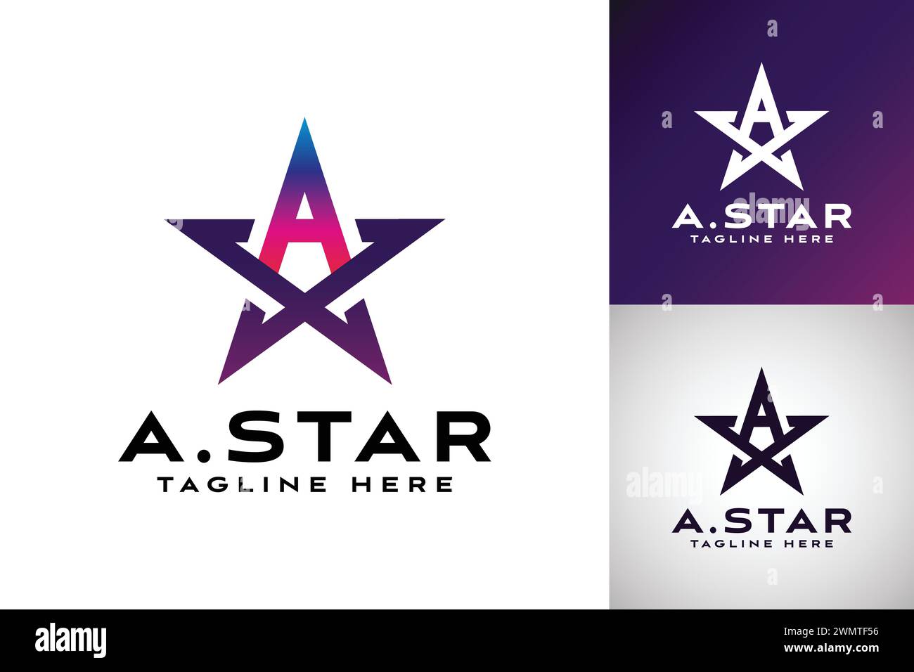 Lettera di stile moderno Con logo a stella combinato Illustrazione Vettoriale