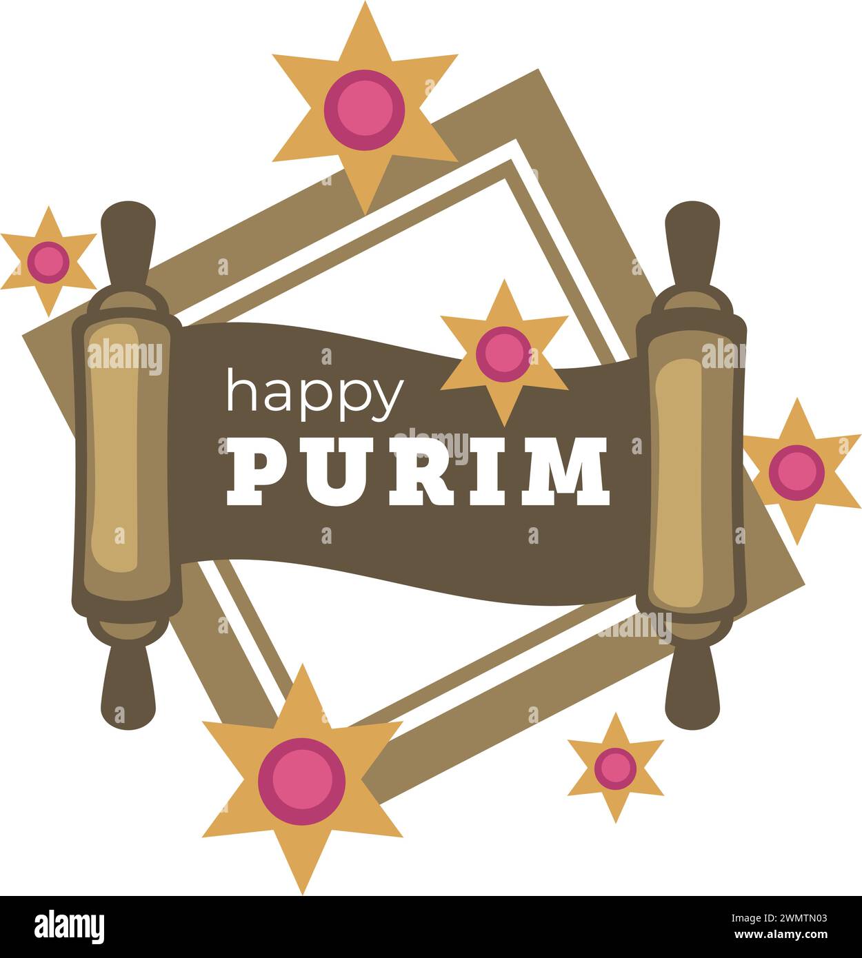 Felice Purim, bandiera delle festività religiose dell'Ebraismo Illustrazione Vettoriale