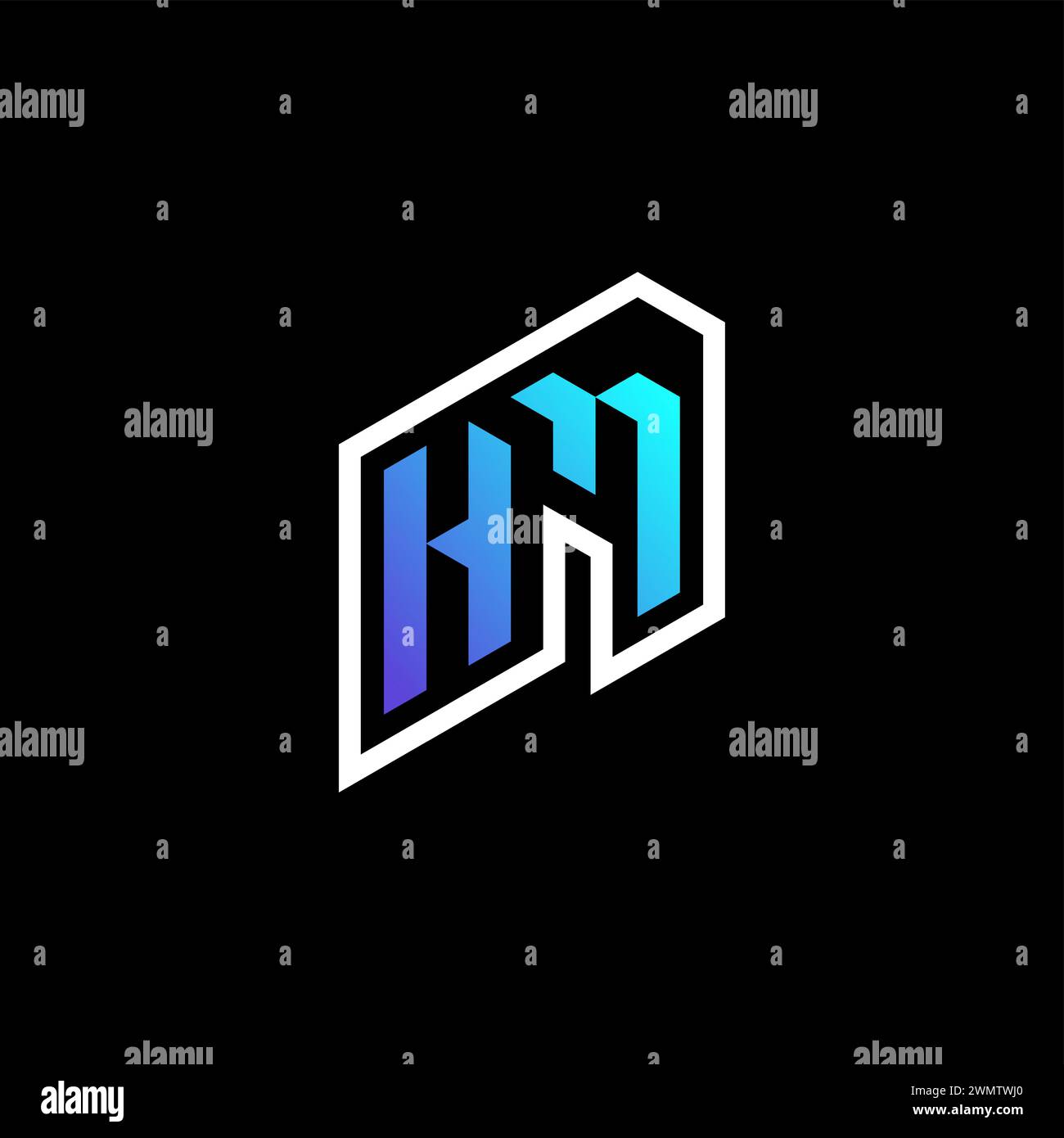HM idee iniziali per il concetto di gioco blu gradiente per il team di sport, la contrazione e lo streamer Illustrazione Vettoriale