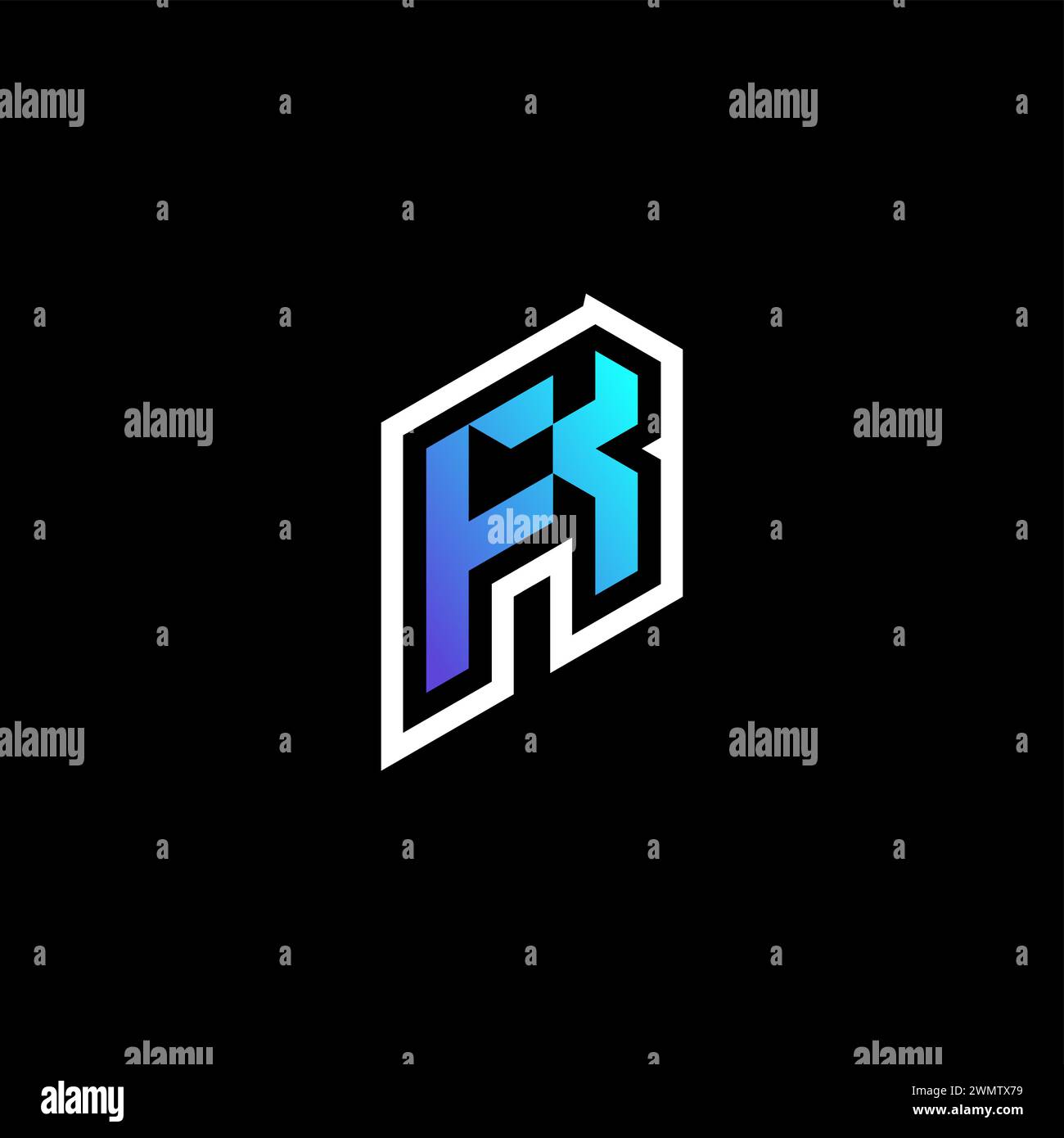 Idee iniziali per il concetto di gioco FK Gradient Blue per il team di sport, la contrazione e lo streamer Illustrazione Vettoriale