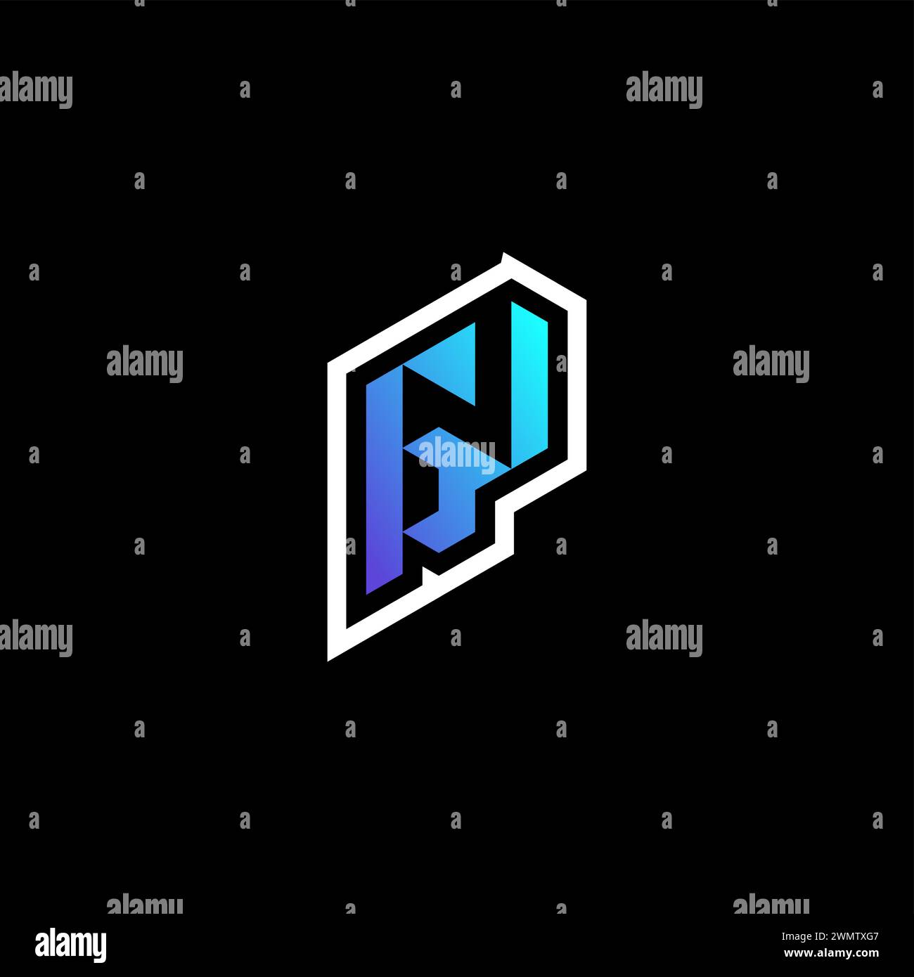 Idee per il concetto di gioco Gv Initial Gradient Blue per il team di sport, la contrazione e lo streamer Illustrazione Vettoriale