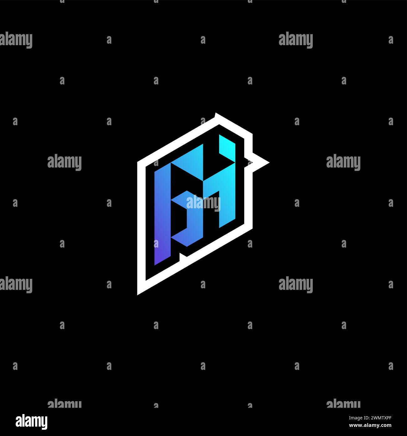 Idee di gioco GH Initial Gradient Blue per il team di sport, la contrazione e lo streamer Illustrazione Vettoriale