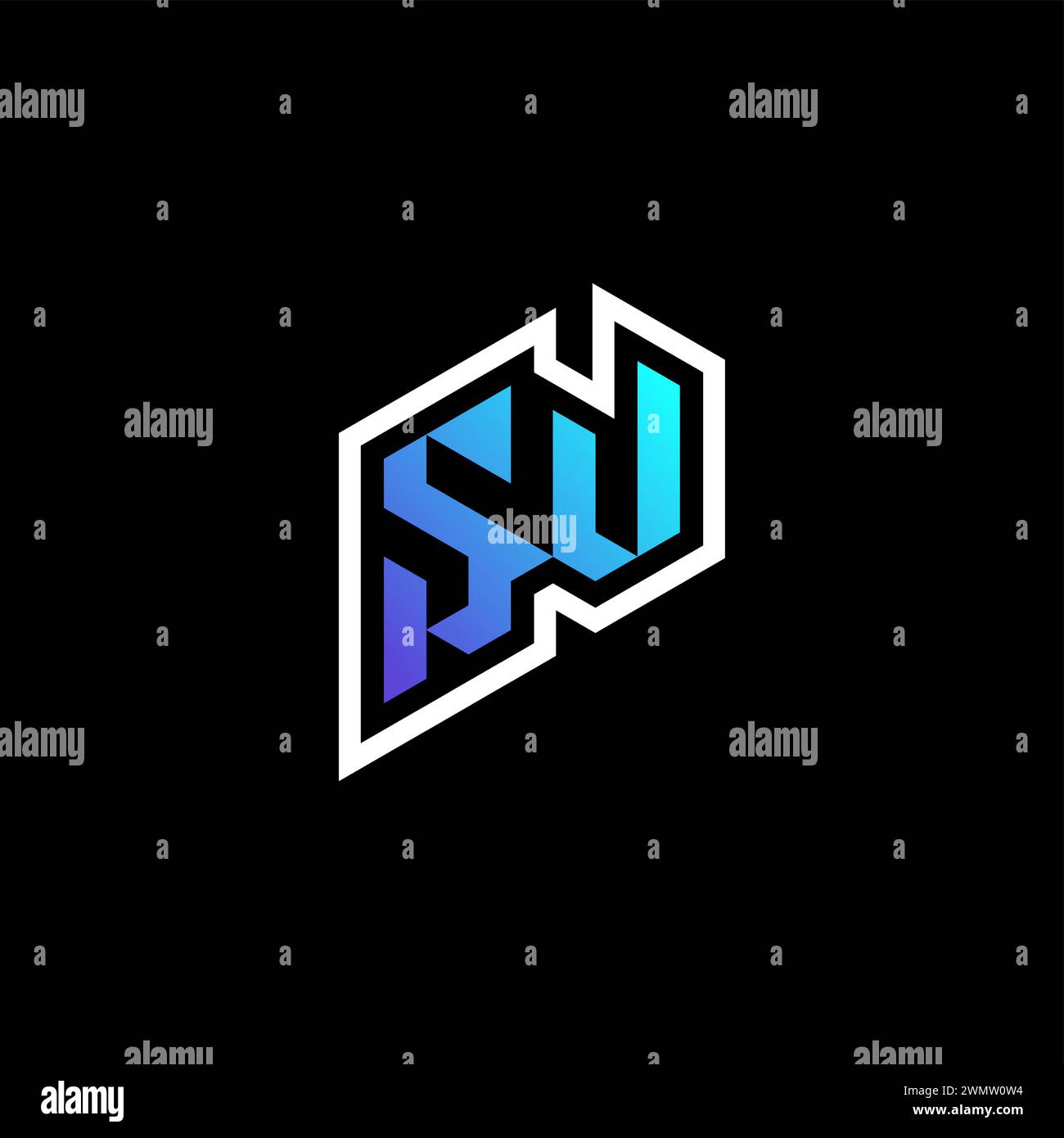 Idee iniziali per il concetto di gioco SW Gradient Blue per il team di sport, la contrazione e lo streamer Illustrazione Vettoriale
