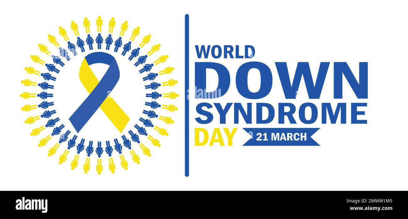 Sfondo World Down Syndrome Day con forme e tipografia. World Down Syndrome Day, antefatti Illustrazione Vettoriale
