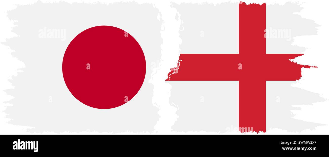 Inghilterra e Giappone grunge bandiere connessione, vettore Illustrazione Vettoriale
