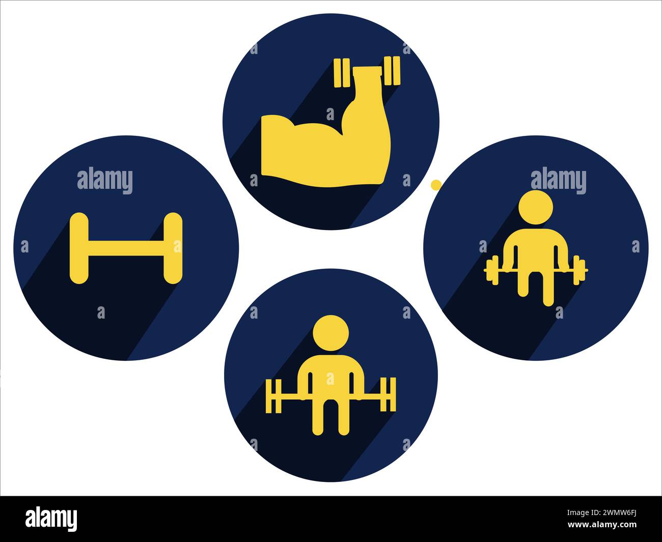 illustrazione artistica icona sportiva logo design concept silhouette vettoriale logotipo elemento isolato simbolo set di fitness e sollevamento pesi Illustrazione Vettoriale