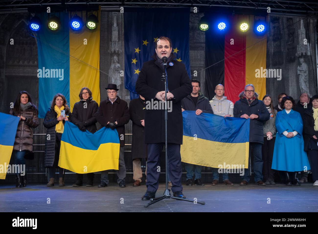 Il 24 febbraio 2024 segna il secondo anniversario della guerra di aggressione della Russia contro l'Ucraina. Nathanael Liminski (CDU), Foto Stock