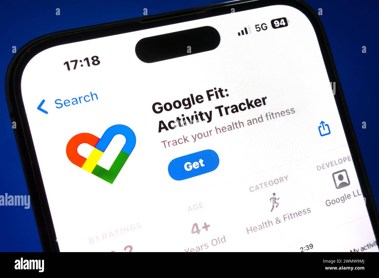Nanning, Cina - 26 febbraio 2024. App Google Fit Activity Tracker. Google Fit è una piattaforma di monitoraggio della salute sviluppata da Google. Foto Stock