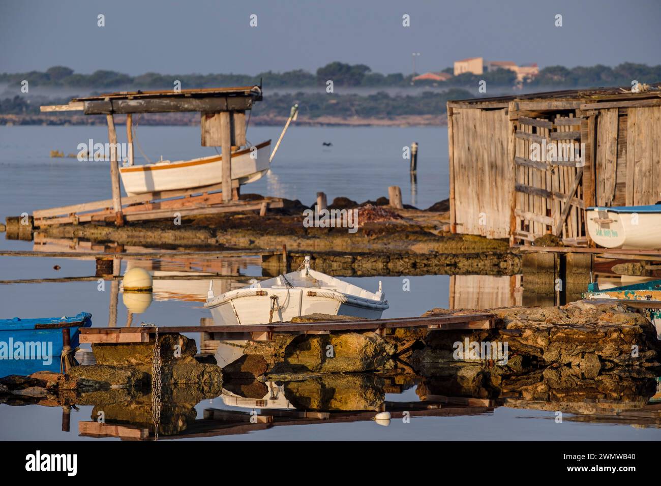 Estany des Peix, Formentera, Isole Pitiusas, Comunità Balearic, Spagna Foto Stock