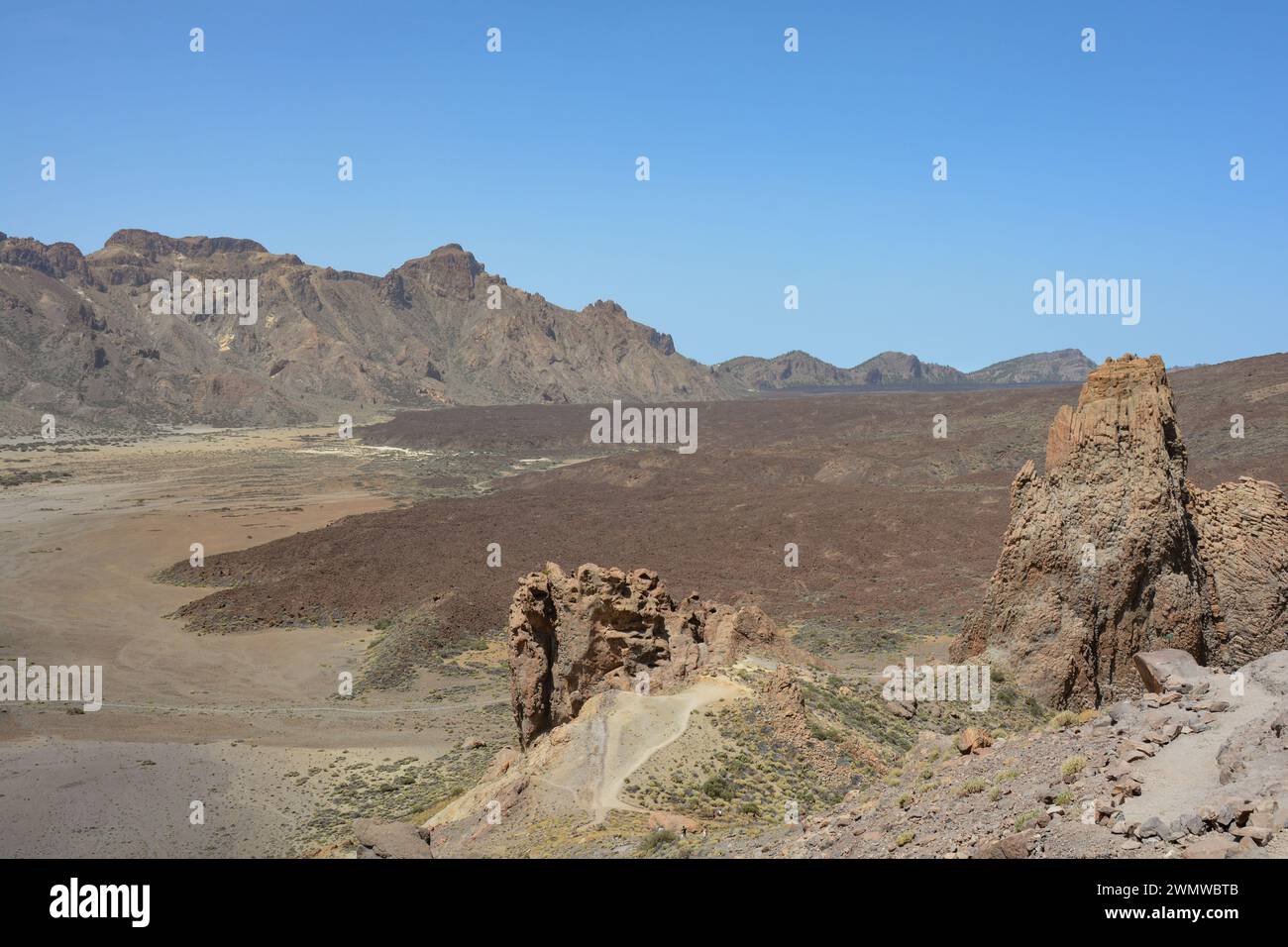 Paesaggio vulcanico a El Teide - Caldera de las Cañadas - Parco Nazionale sull'isola delle Canarie di Tenerife, Spagna Foto Stock