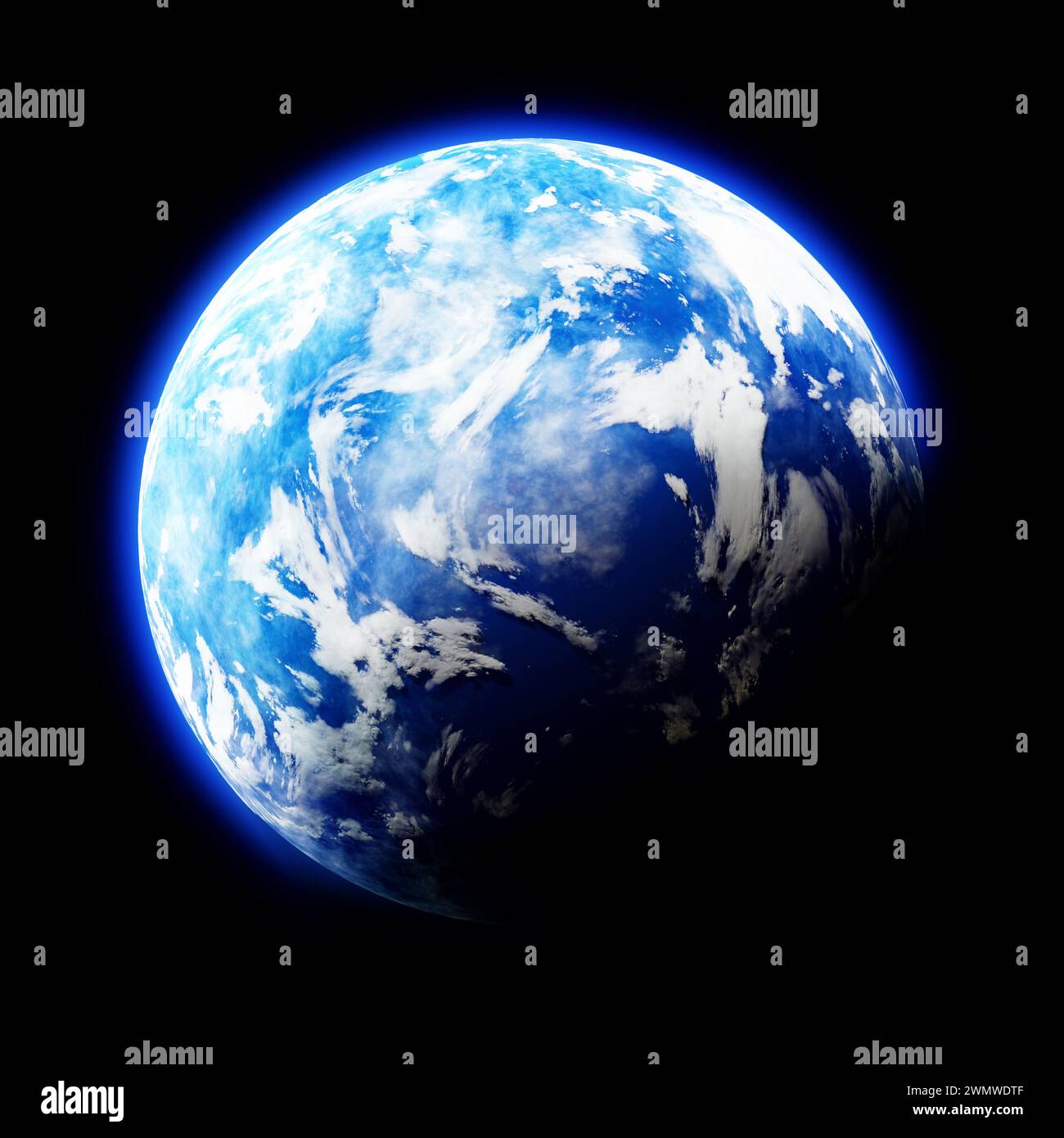 Terra come pianeta su sfondo nero Foto Stock