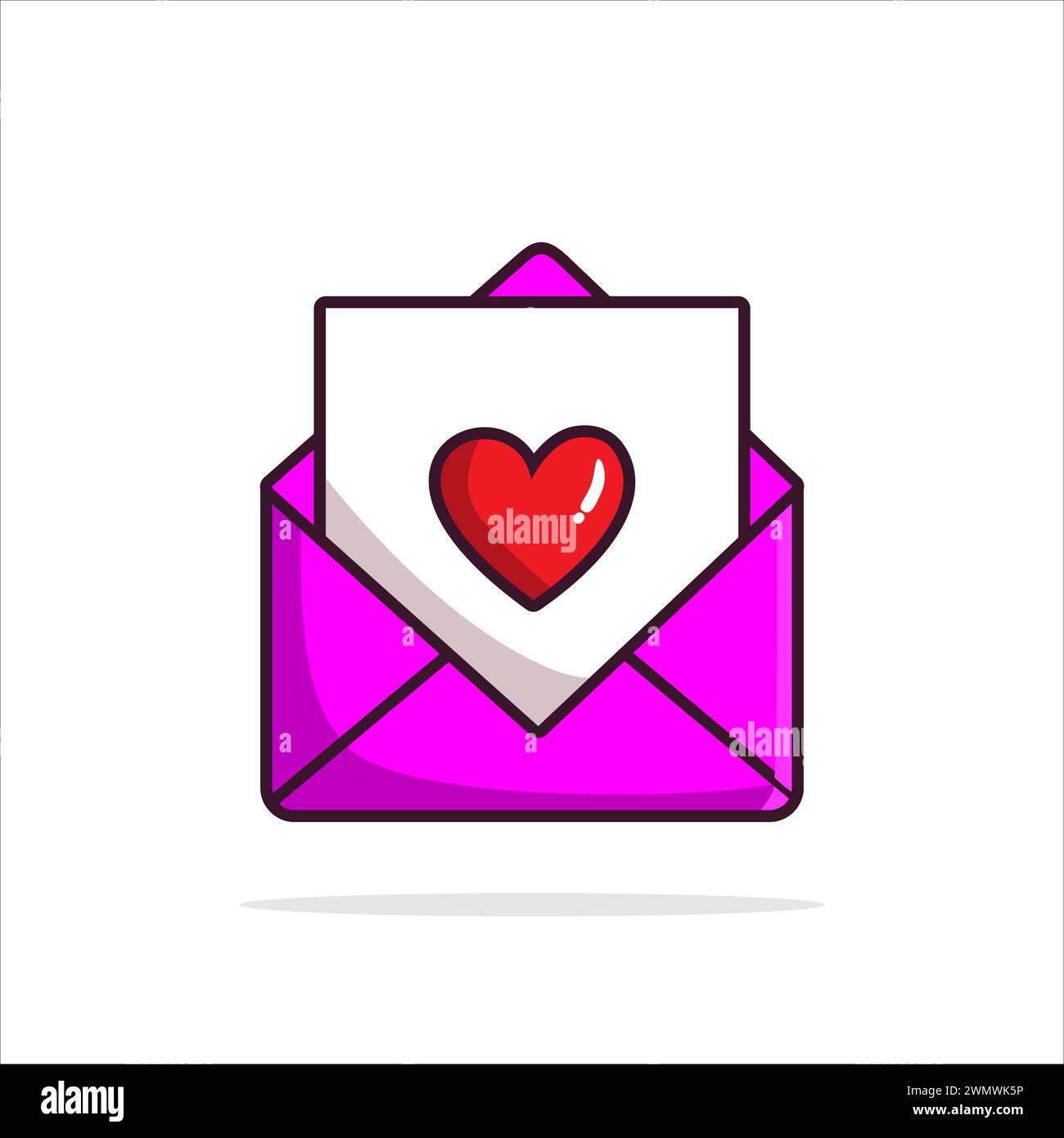 Icona illustrazione d'arte logo simbolo di san valentino amore romantico design di febbraio colorato di busta cuore Illustrazione Vettoriale