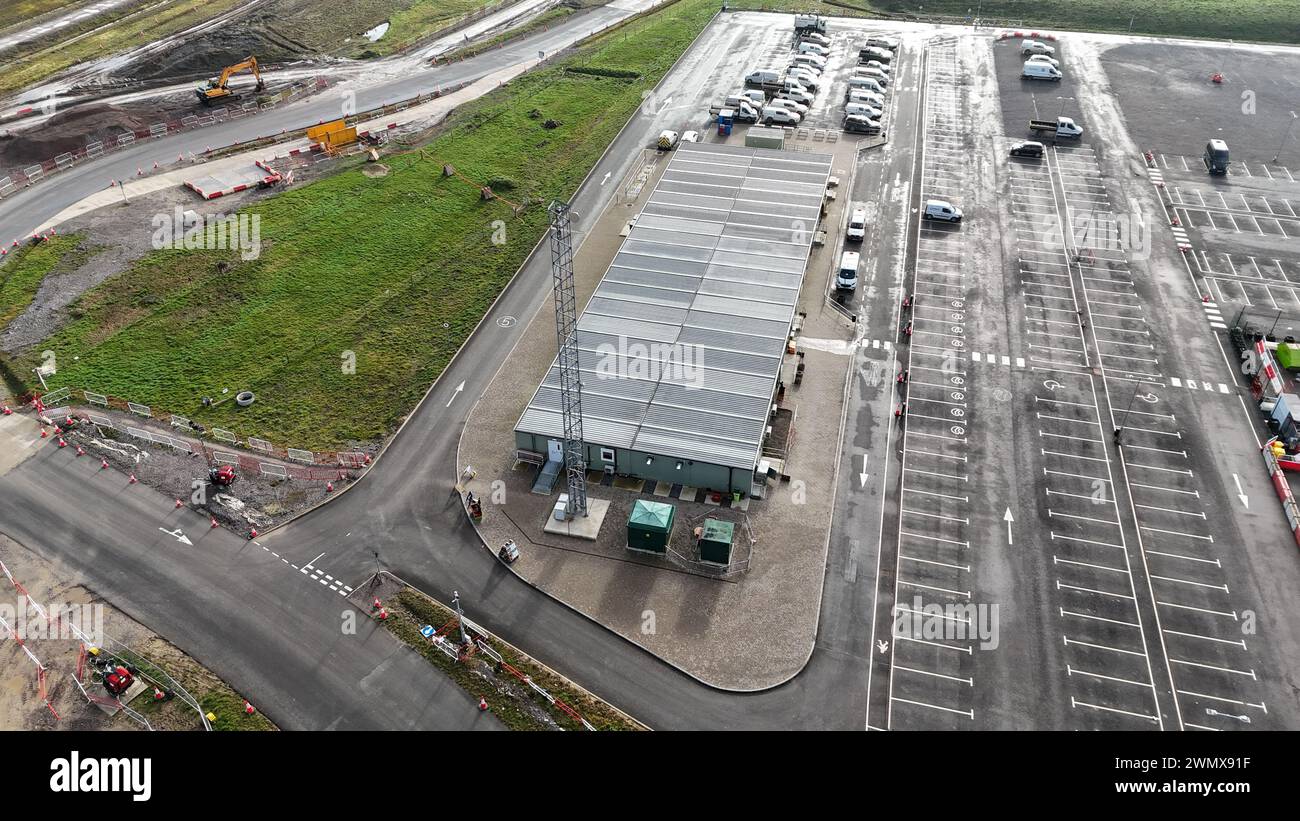 Vista aerea del parcheggio commerciale Foto Stock
