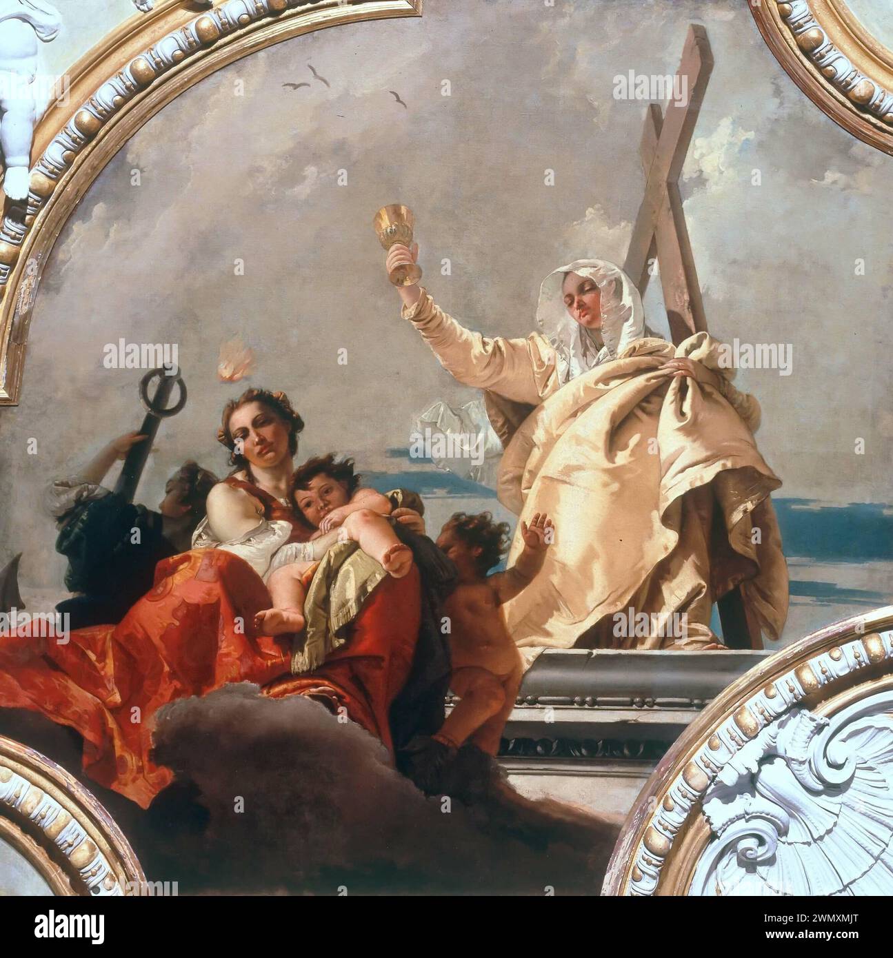 Scuola grande dei Carmini, Venezia - affresco Giovan Battista Tiepolo fede, amore e speranza 1744. Foto Stock