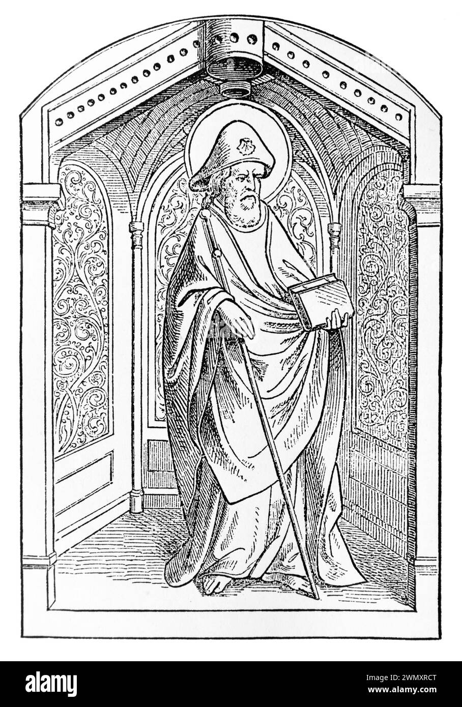 San Giacomo il grande: Incisione dal Messale di Vienna da vite dei Santi del reverendo Sabin Baring-Gould, pubblicato nel 1898 Foto Stock