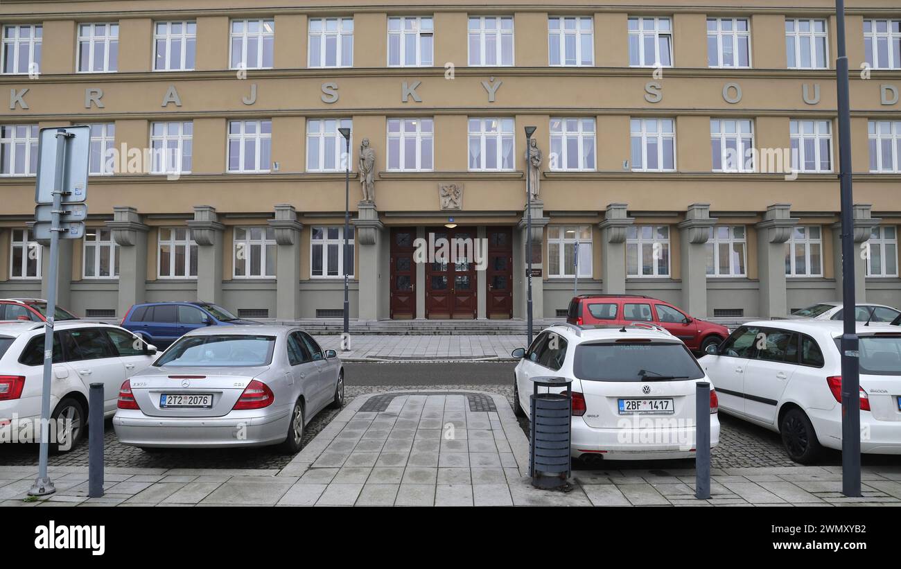 Ostrava, Repubblica Ceca. 28 febbraio 2024. Il tribunale regionale di Ostrava, il 28 febbraio 2024, delibererà in merito all’eventuale revoca della moratoria e al piano di ristrutturazione dell’acciaieria Liberty Ostrava di Ostrava. Crediti: Petr Sznapka/CTK Photo/Alamy Live News Foto Stock