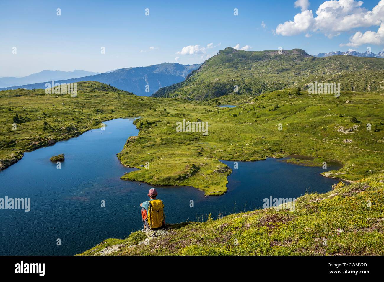 Francia, Isère, Matheysine, massiccio di Taillefer, lago Fourchu (2053 m) lungo la grande Randonnée GR 50 Foto Stock