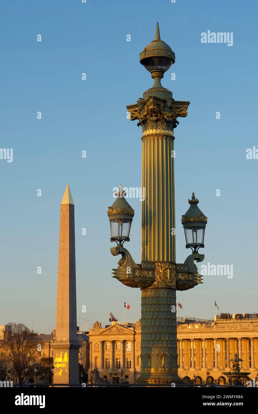 Francia, Parigi, area dichiarata patrimonio dell'umanità dall'UNESCO, Place de la Concorde, l'obelisco Foto Stock