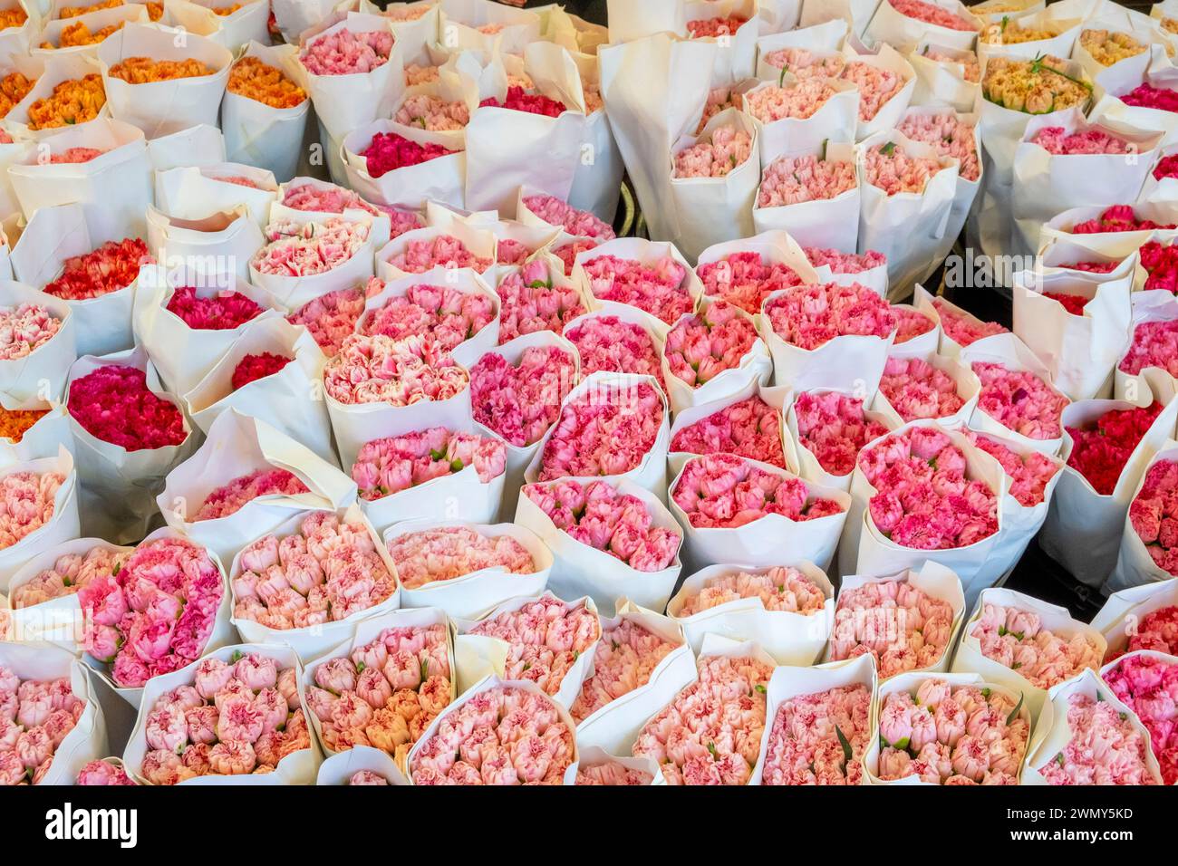 Thailandia, Bangkok, mercato dei fiori di Pak Klong Talad Foto Stock