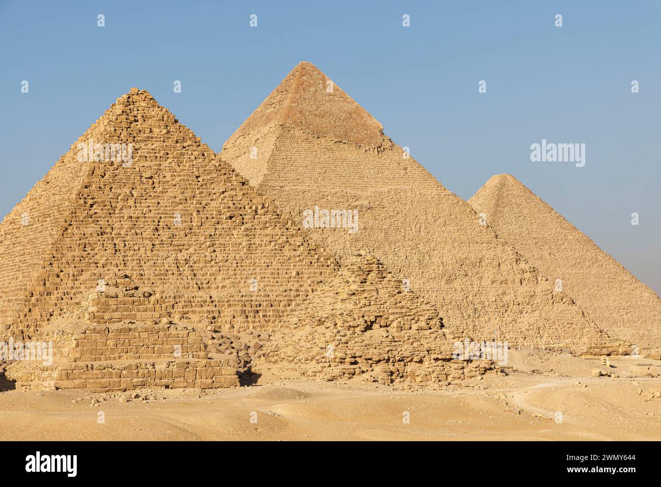 Egitto, Cairo, Guiza, Menfi e la sua necropoli, i campi piramidali da Giza a Dahshur, patrimonio dell'umanità dell'UNESCO, le piramidi Foto Stock