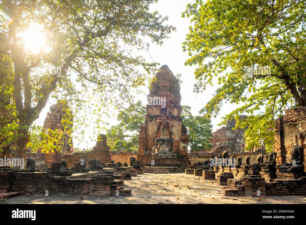 Thailandia, Ayutthaya, patrimonio mondiale dell'UNESCO, tempio Wat Phra Mahathat Foto Stock