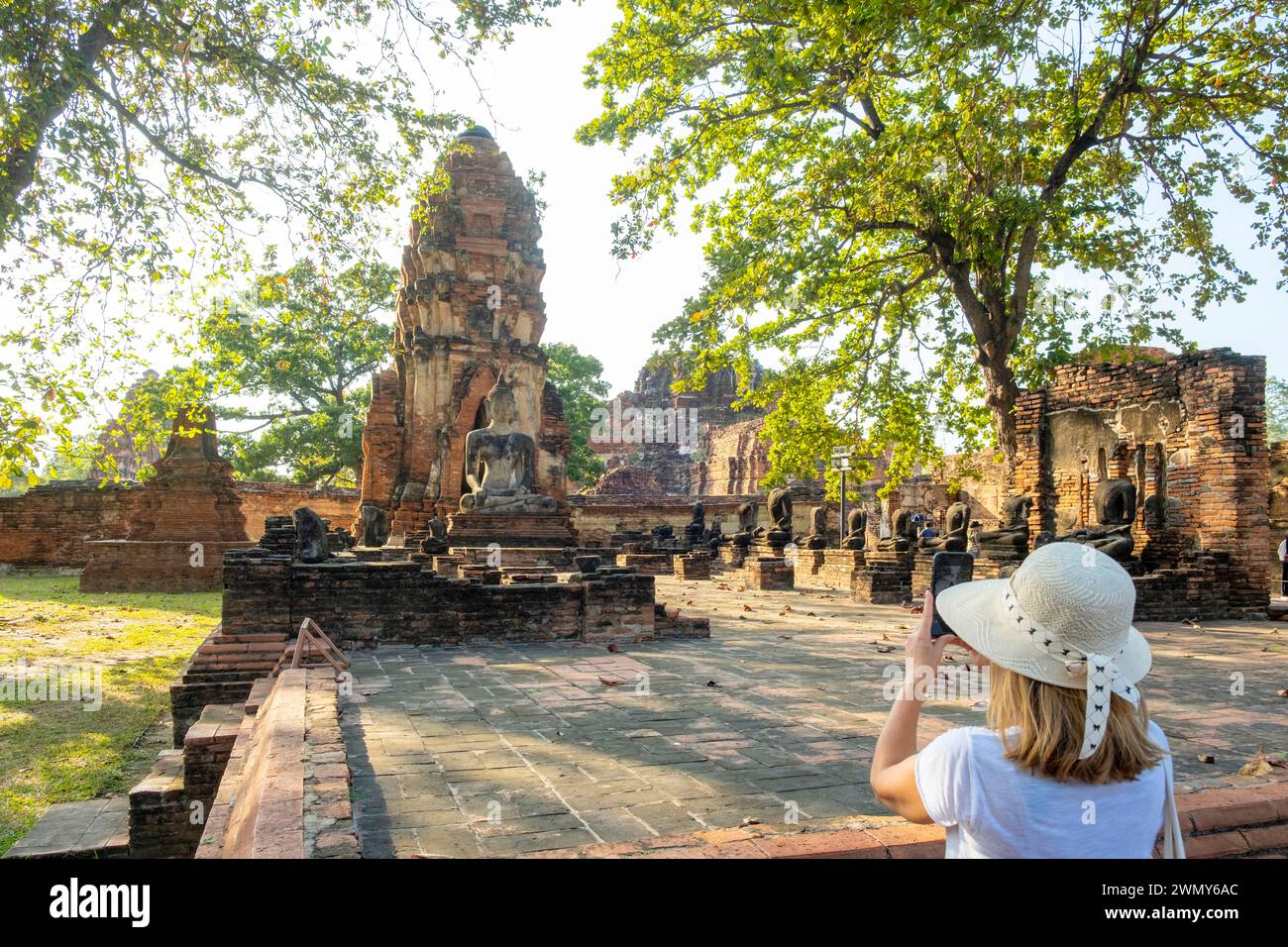Thailandia, Ayutthaya, patrimonio mondiale dell'UNESCO, tempio Wat Phra Mahathat Foto Stock