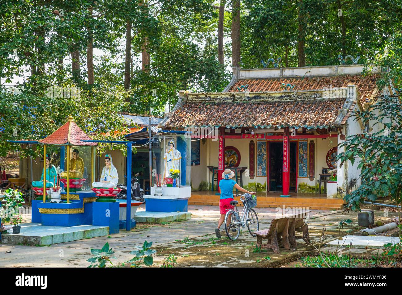 Vietnam, Delta del Mekong, dintorni di tra Vinh, il piccolo tempio ONG Lam Thai su Foto Stock