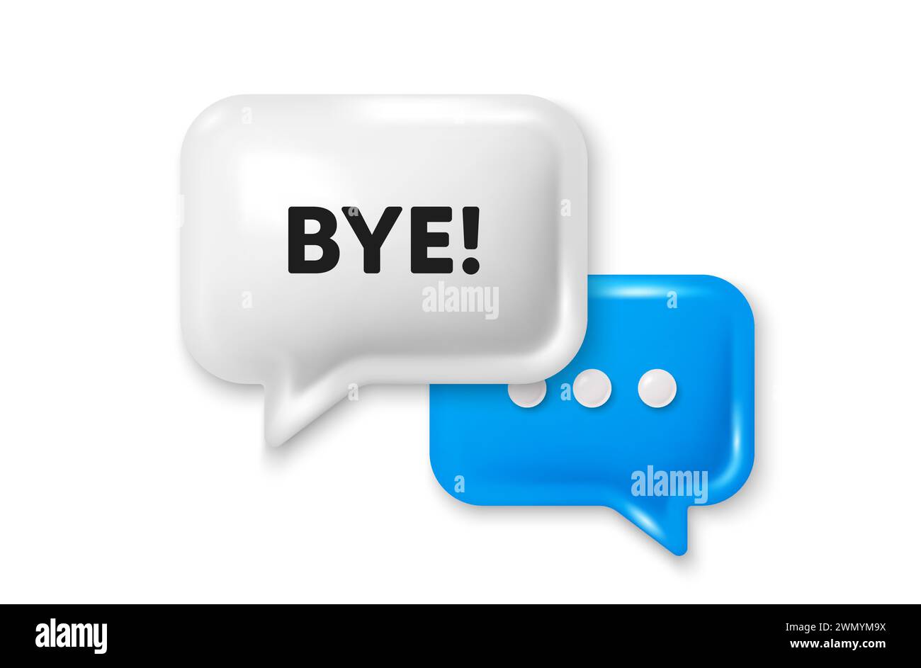 Ciao tag. Messaggio di abbandono o di addio. Icona 3d del fumetto vocale della chat. Vettore Illustrazione Vettoriale