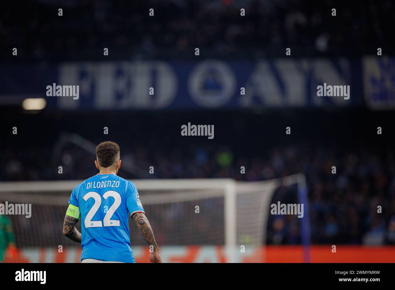 X durante la partita di UEFA Champions League 23/24 tra il Napoli e il Barcellona allo Stadio Diego Armando Maradona di Napoli. (Maciej Rogowski) Foto Stock
