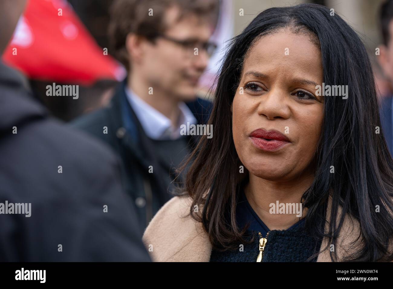 Londra, Regno Unito. 28 febbraio 2024. Raduno del National Union of Rail, Maritime and Transport Workers (RMT) a Old Palace Yard, sulla disputa in corso sui lavoratori ferroviari Claudia Webbe credito: Ian Davidson/Alamy Live News Foto Stock