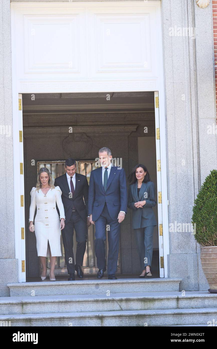 Madrid, Madrid, Spagna. 28 febbraio 2024. Re Felipe vi di Spagna, regina Letizia di Spagna, Santiago pena Palacios, Leticia Ocampos partecipa a un pranzo in onore del presidente del Paraguay e della moglie al Palazzo Zarzuela il 28 febbraio 2024 a Madrid, Spagna (immagine di credito: © Jack Abuin/ZUMA Press Wire) SOLO USO EDITORIALE! Non per USO commerciale! Foto Stock