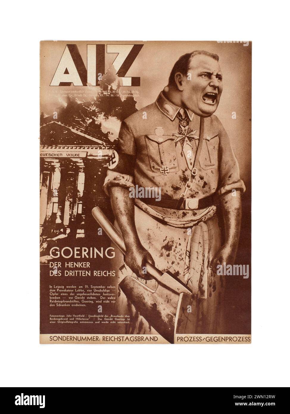 Arbeiter-Illustrierte-Zeitung o AIZ (in inglese, The Workers Pictorial Newspaper) è stata una rivista illustrata tedesca pubblicata tra il 1924 e il 1938 Foto Stock