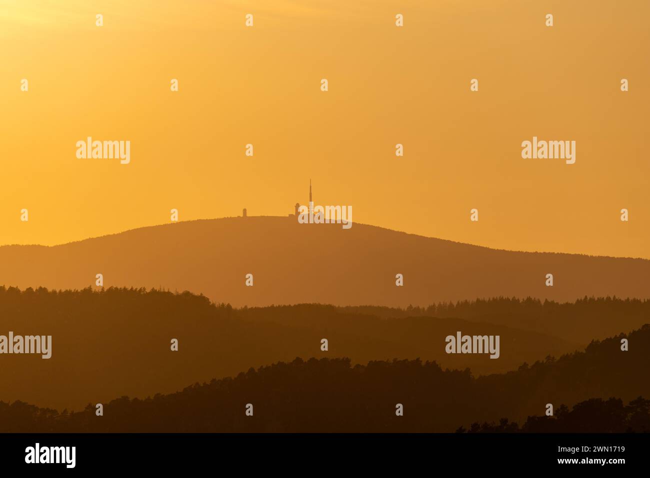Der Brocken im Sonnenuntergang Harz Foto Stock