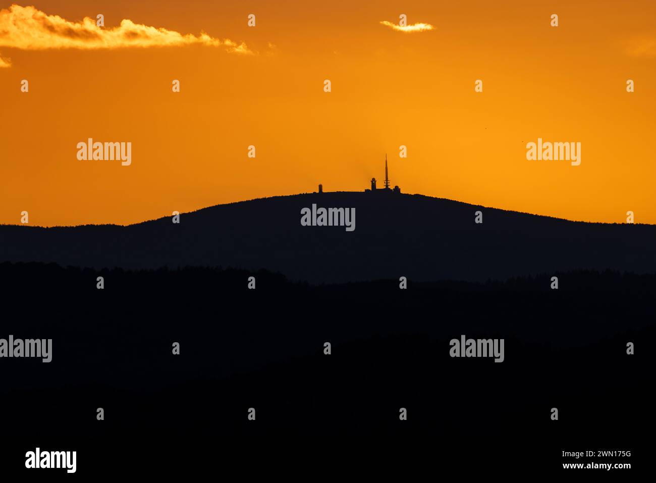 Der Brocken im Sonnenuntergang Harz Foto Stock